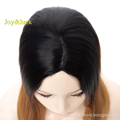 Wholesale Wig Three Tone Black to Dark Brown to Light Ombre Brown for Women Cosplay Natural Long Straight Synthetic Hari Wigs